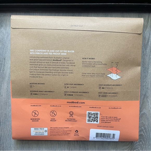 Modibodi One-Shoulder One Piece Swimsuit (Light-Moderate) - Picture 4 of 4